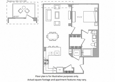 1 Bed E floor plan at Cannery Park by Windsor, San Jose, CA